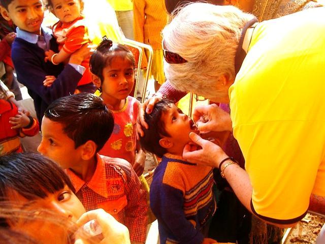 Sue in India for Polio Plus Immunisation Day